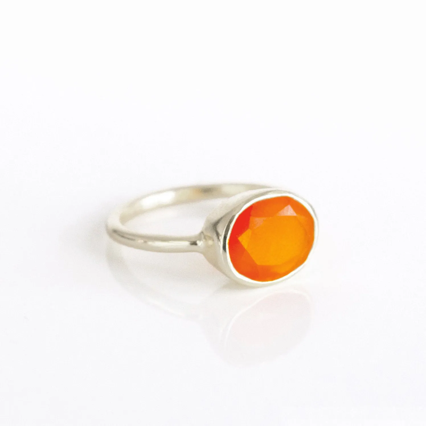 Carnelian oval bezel set ring