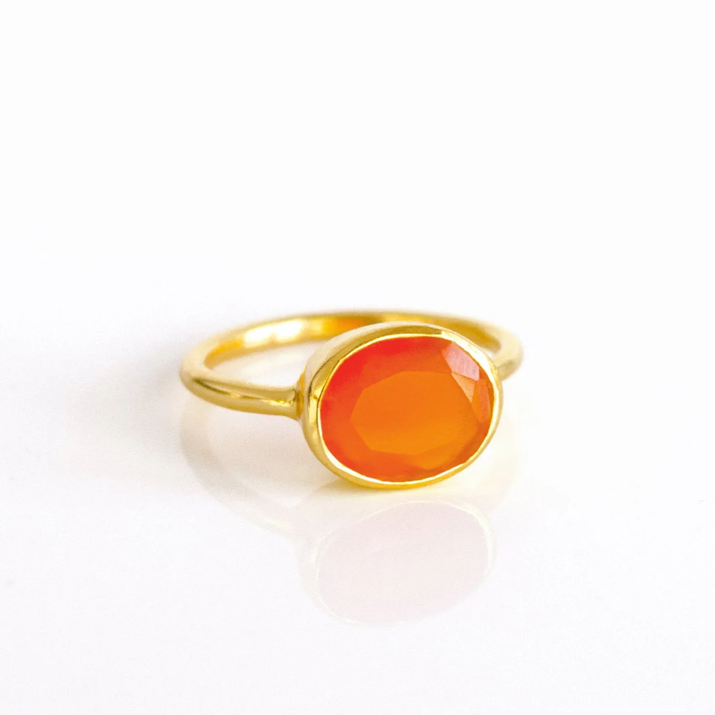 Carnelian oval bezel set ring