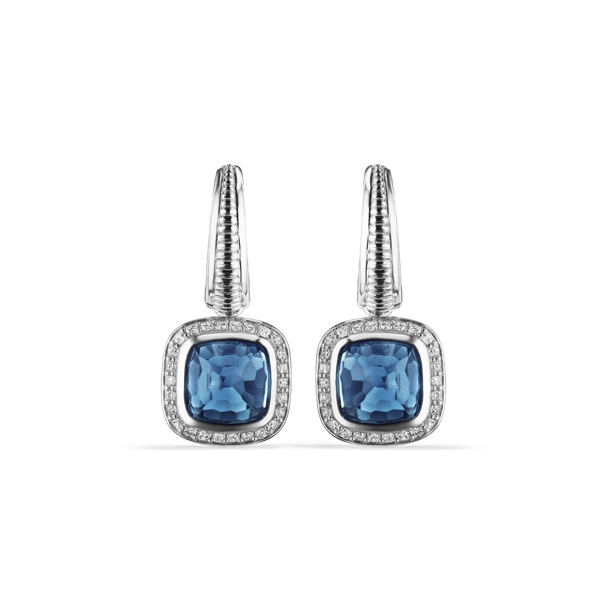 Cassandre Drop Earrings with London Blue Topaz and Diamonds