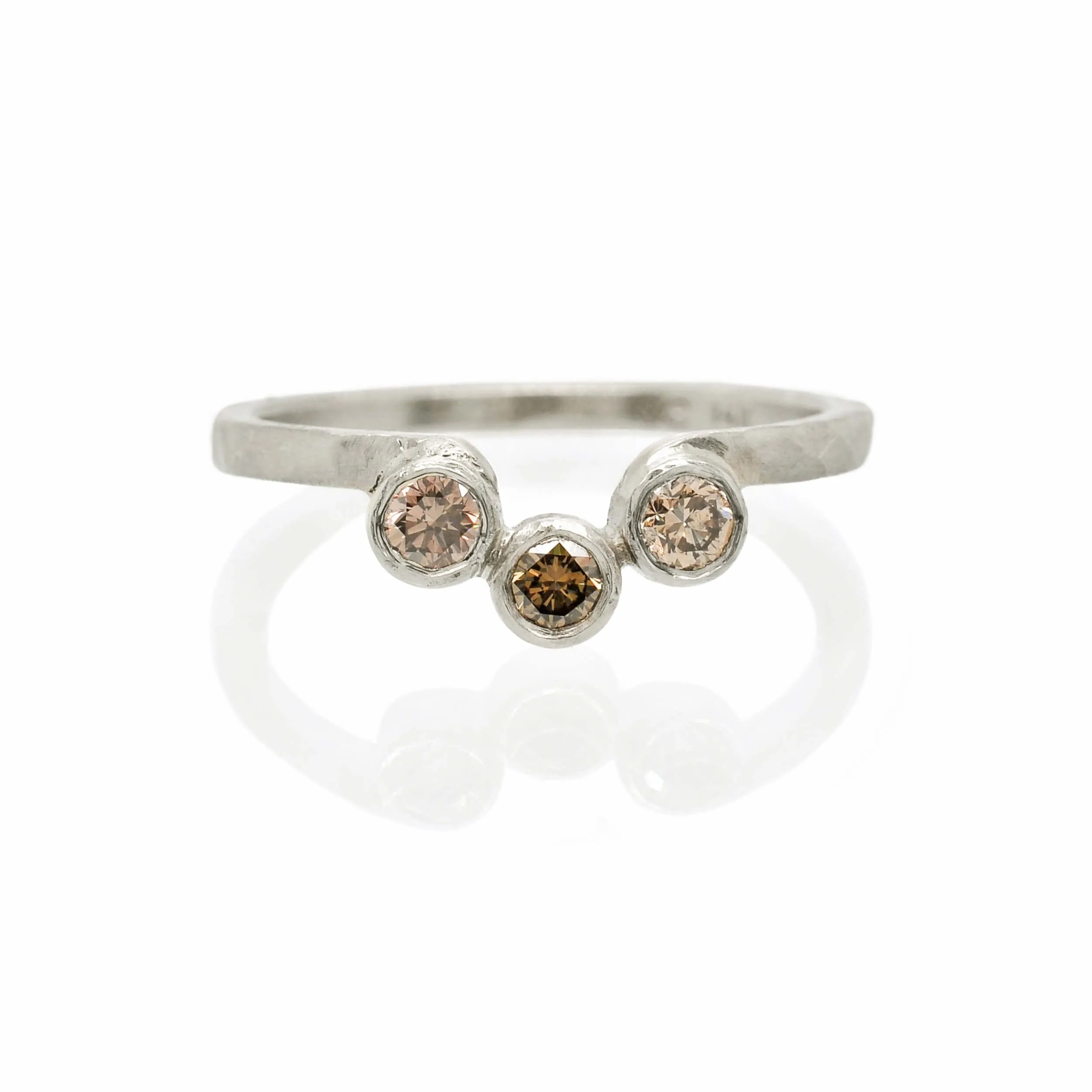 Champagne Diamond Contour Stacking Ring in Palladium White Gold