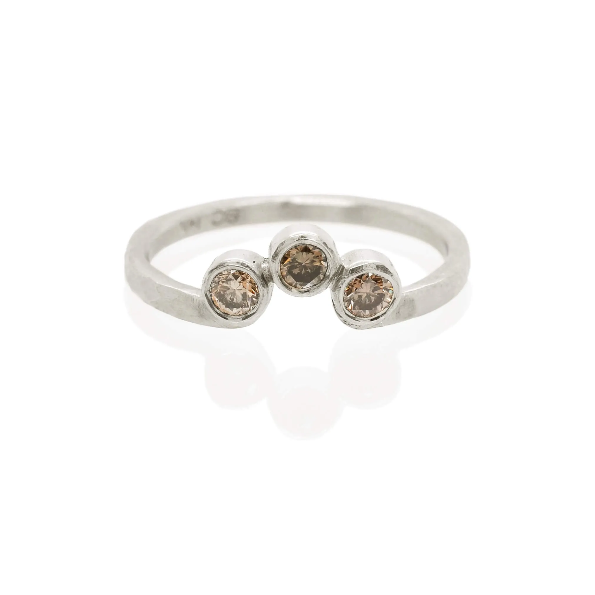 Champagne Diamond Contour Stacking Ring in Palladium White Gold