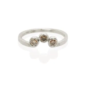 Champagne Diamond Contour Stacking Ring in Palladium White Gold