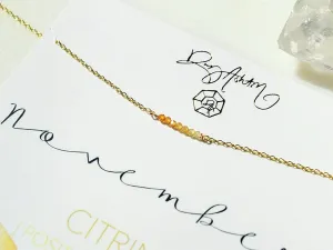 Citrine Bar Necklace - November