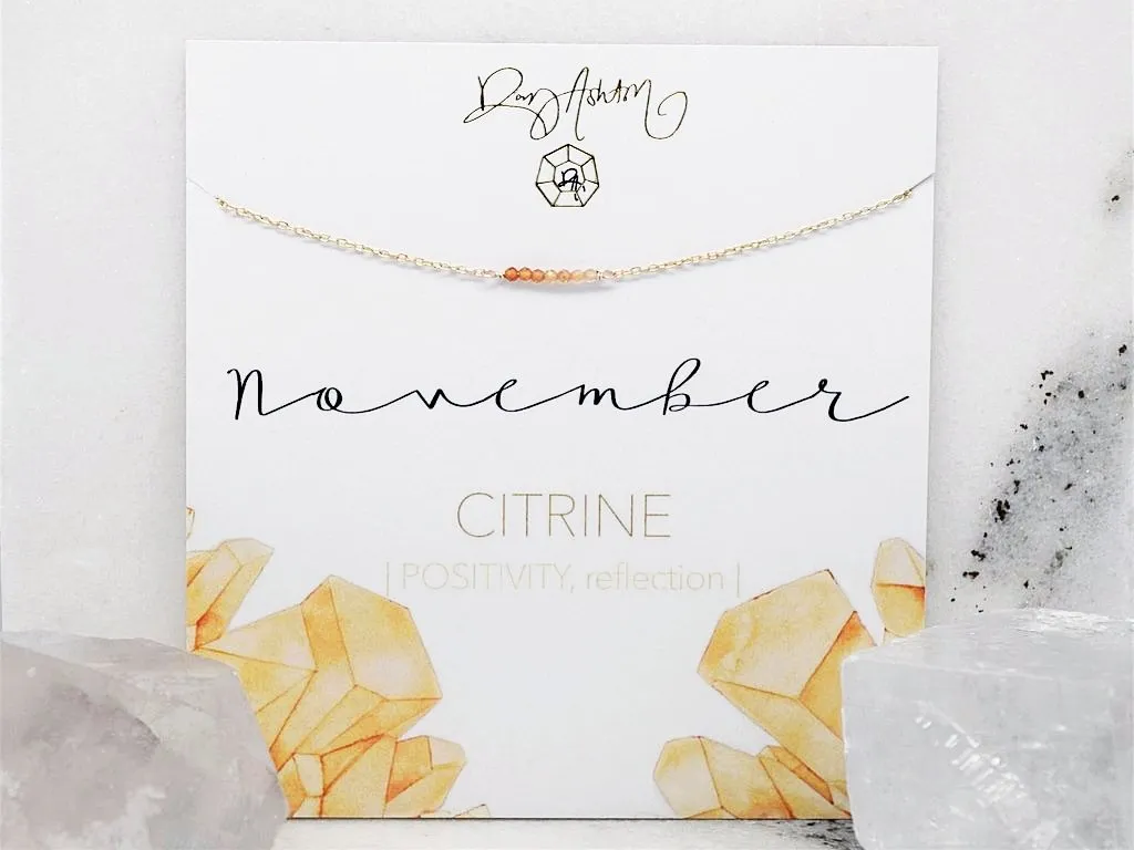 Citrine Bar Necklace - November