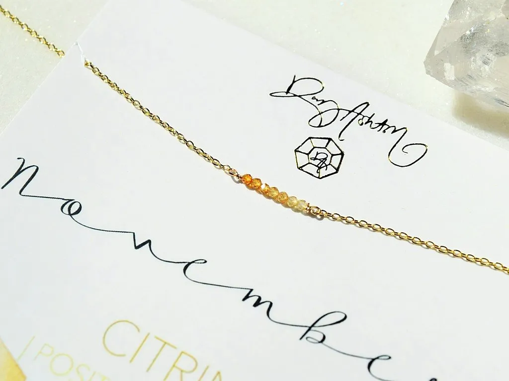 Citrine Bar Necklace - November