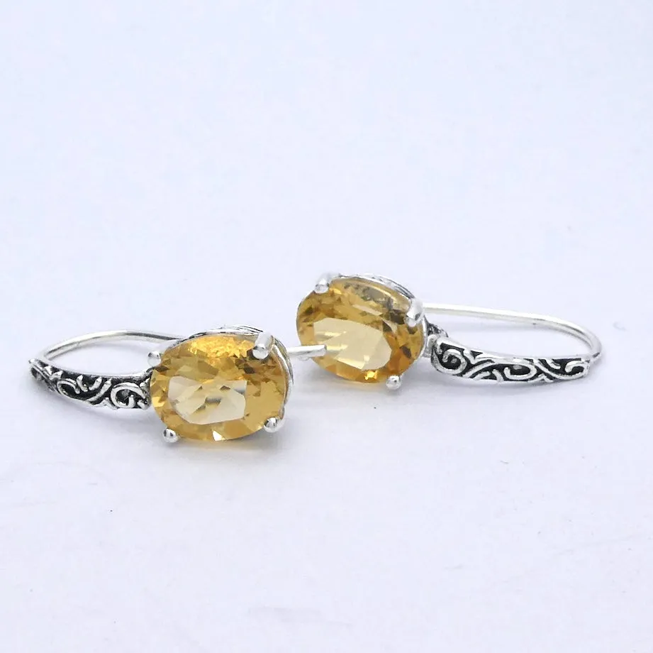 Citrine Earrings, Faceted Ovals, 925 Sterling Silver, g1