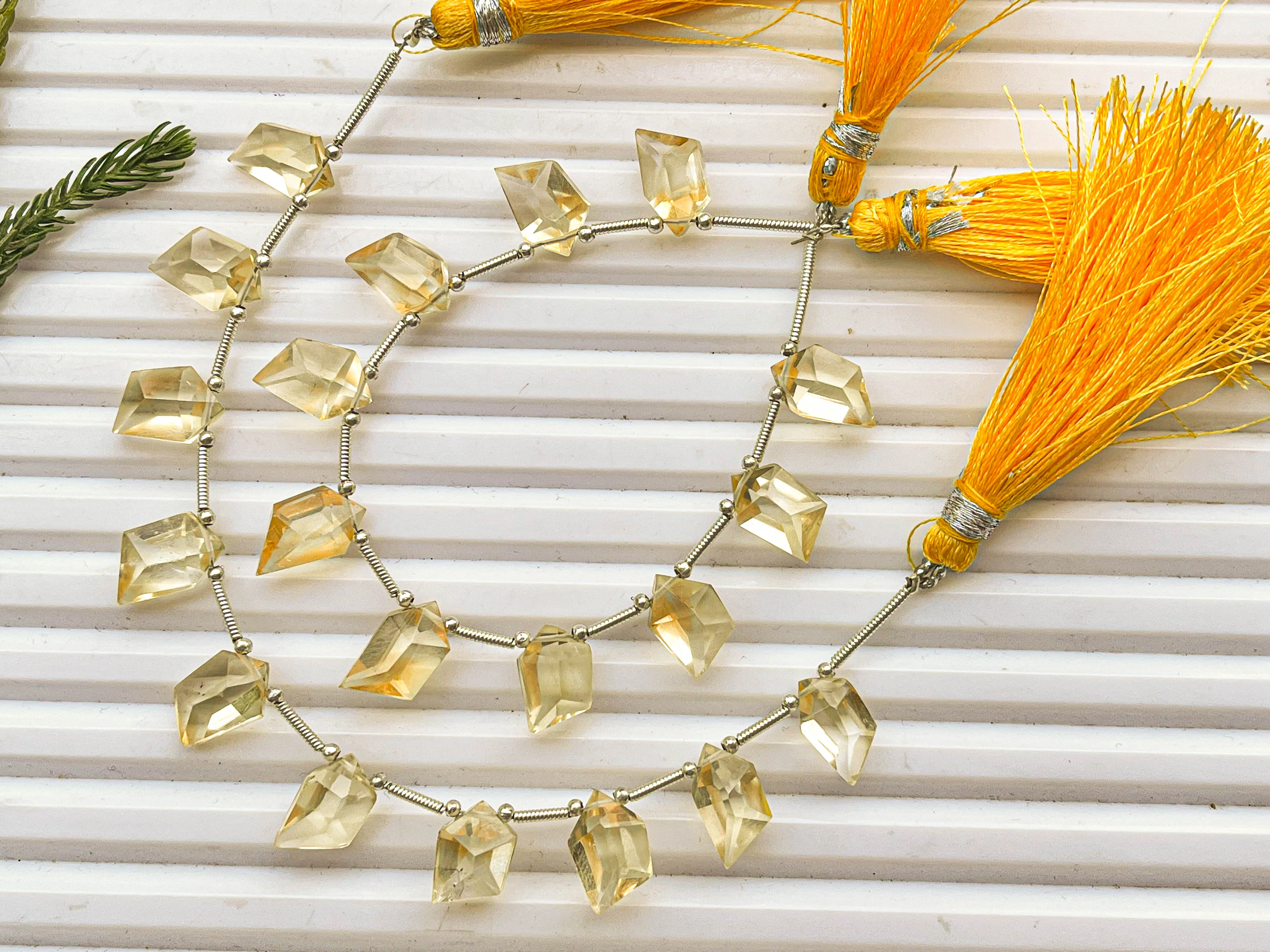 Citrine Spindle Cut Stone beads | 12x7x6mm