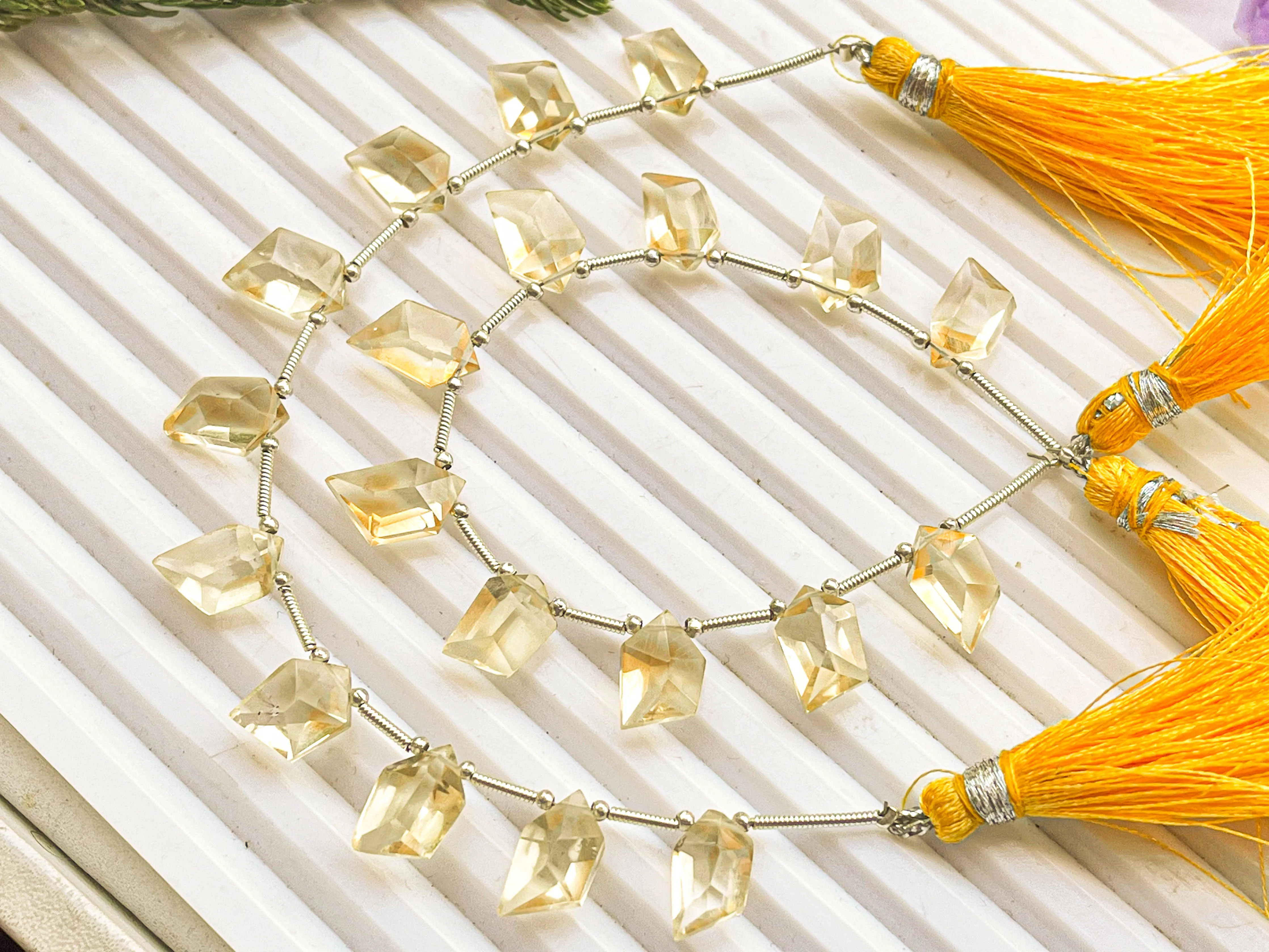 Citrine Spindle Cut Stone beads | 12x7x6mm