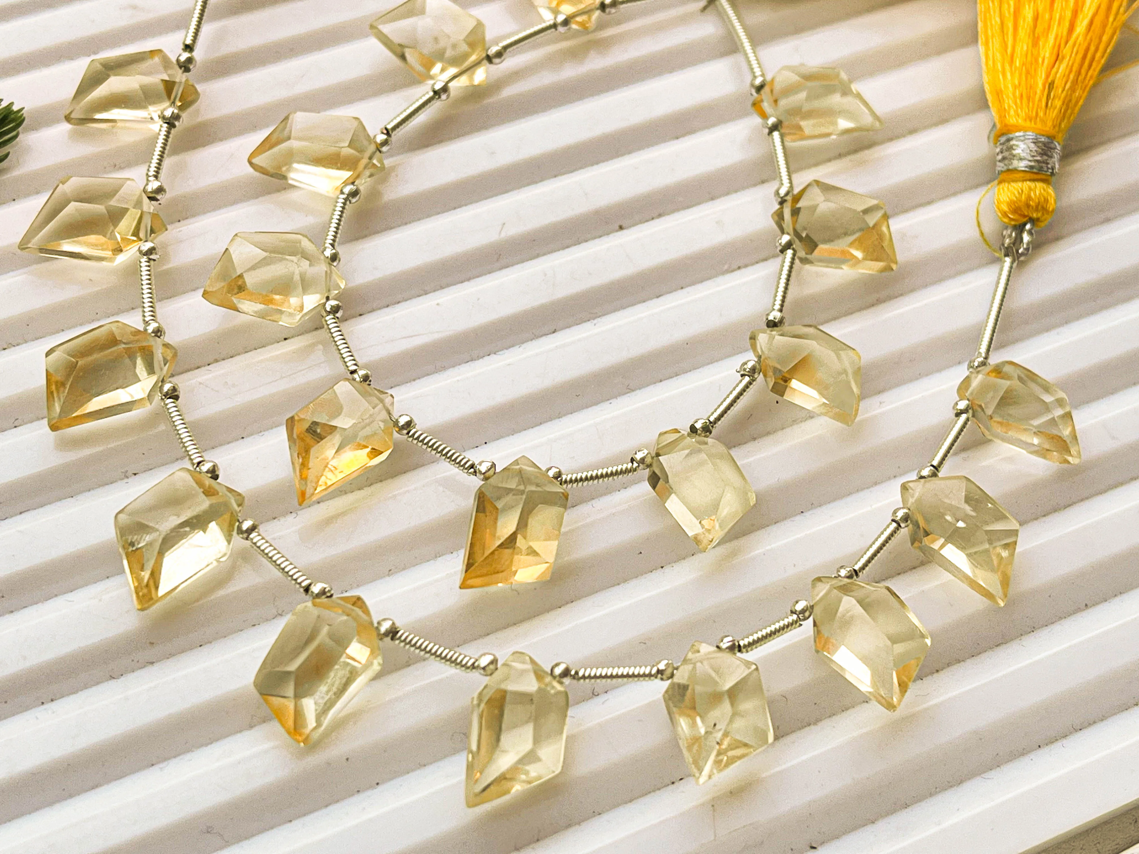 Citrine Spindle Cut Stone beads | 12x7x6mm