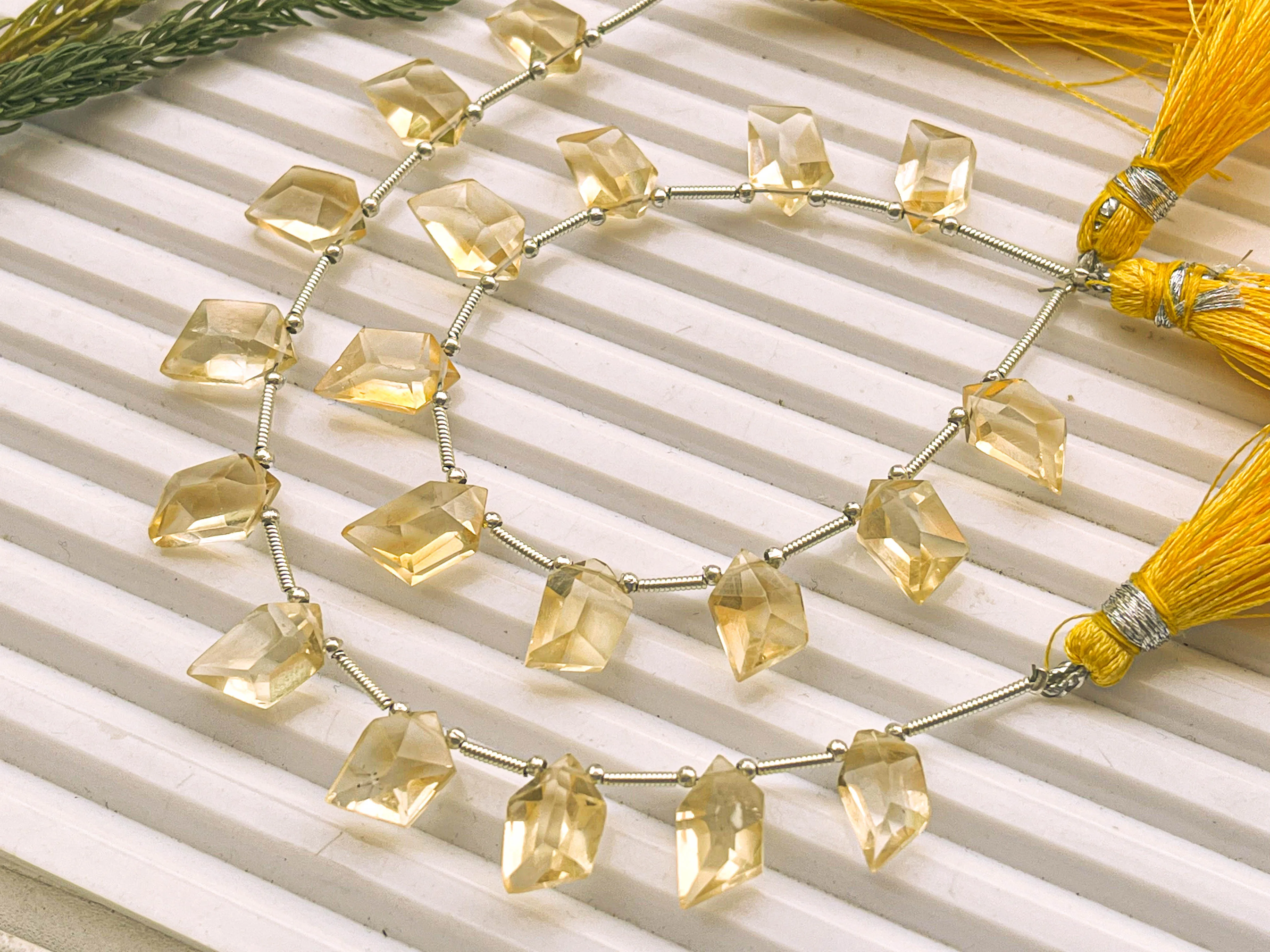 Citrine Spindle Cut Stone beads | 12x7x6mm