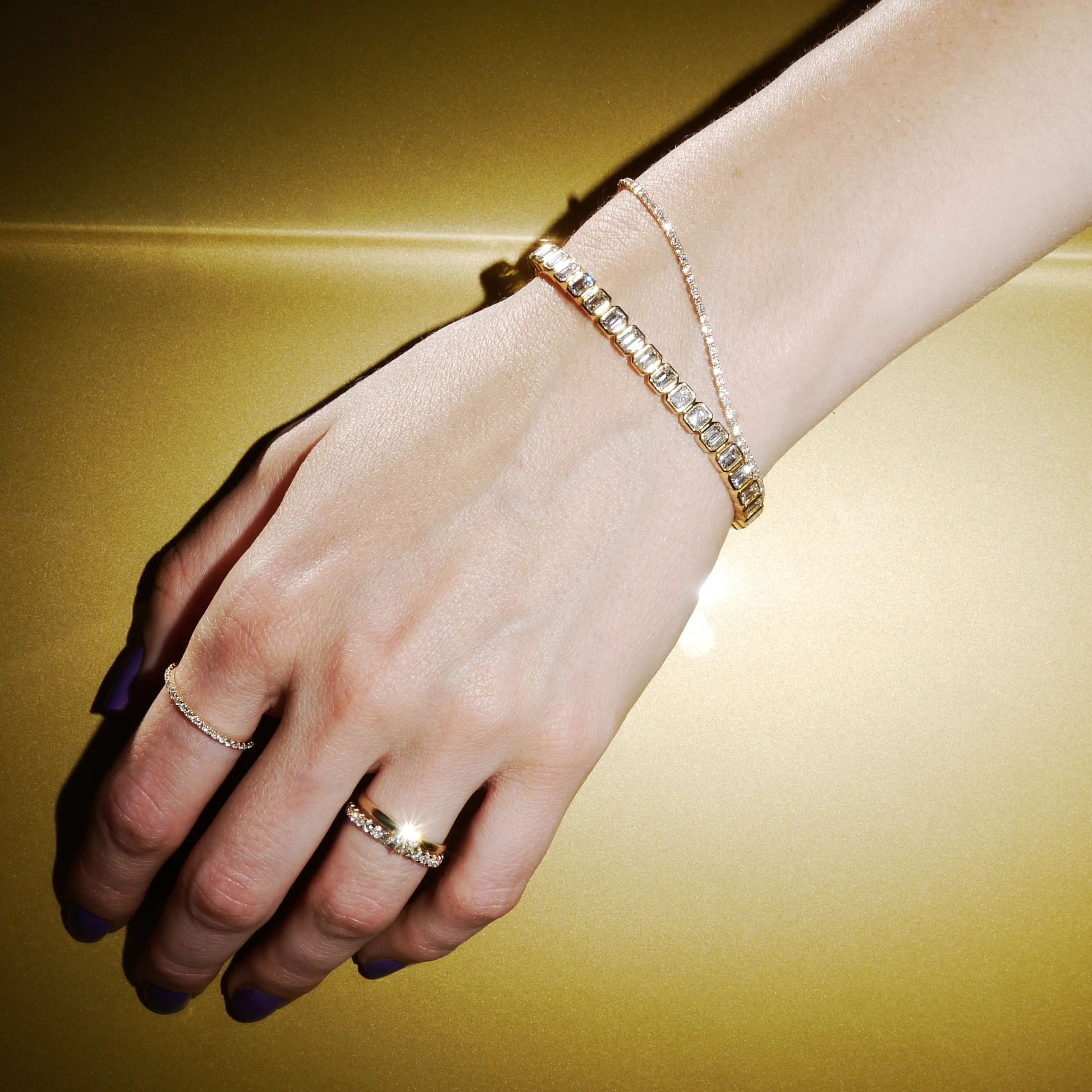 Cleo Emeraldcut Diamond Bracelet - Gelbgold