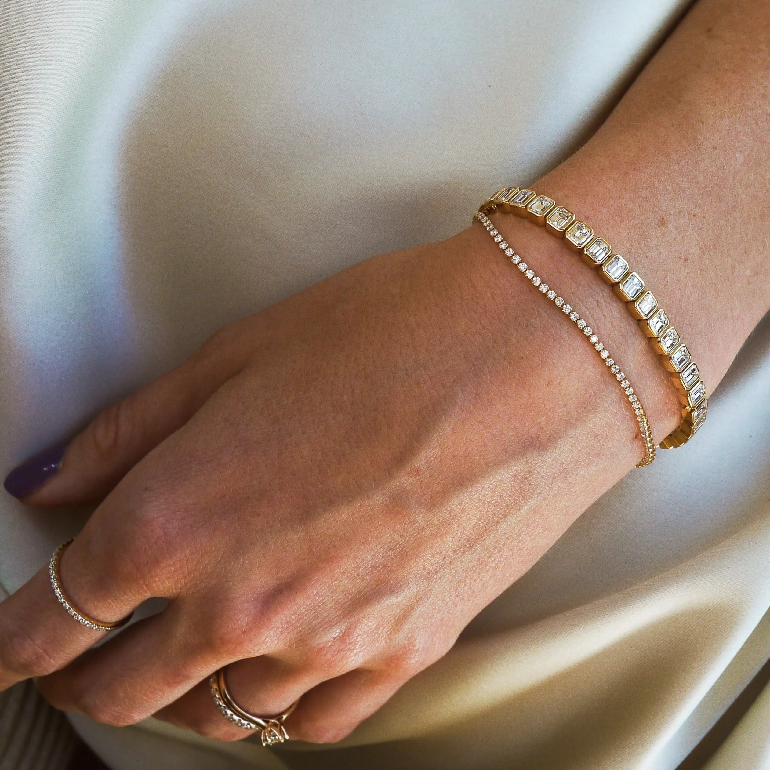 Cleo Emeraldcut Diamond Bracelet - Gelbgold