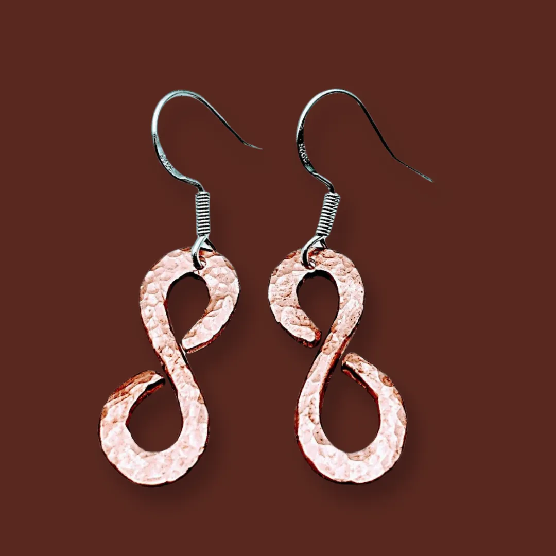 Copper &  925 Sterling Silver, 1.4" Earrings- Raven Stone