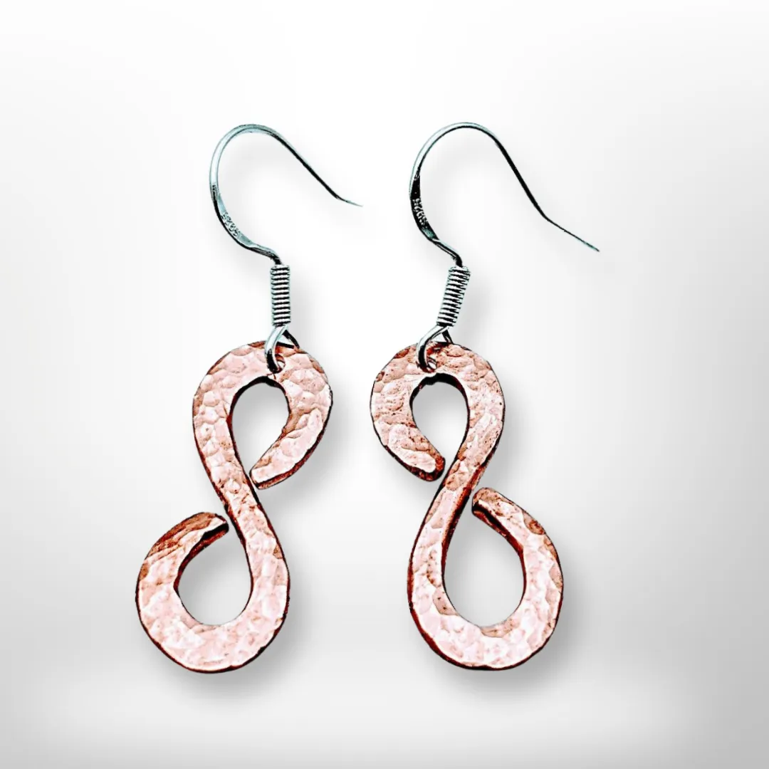 Copper &  925 Sterling Silver, 1.4" Earrings- Raven Stone