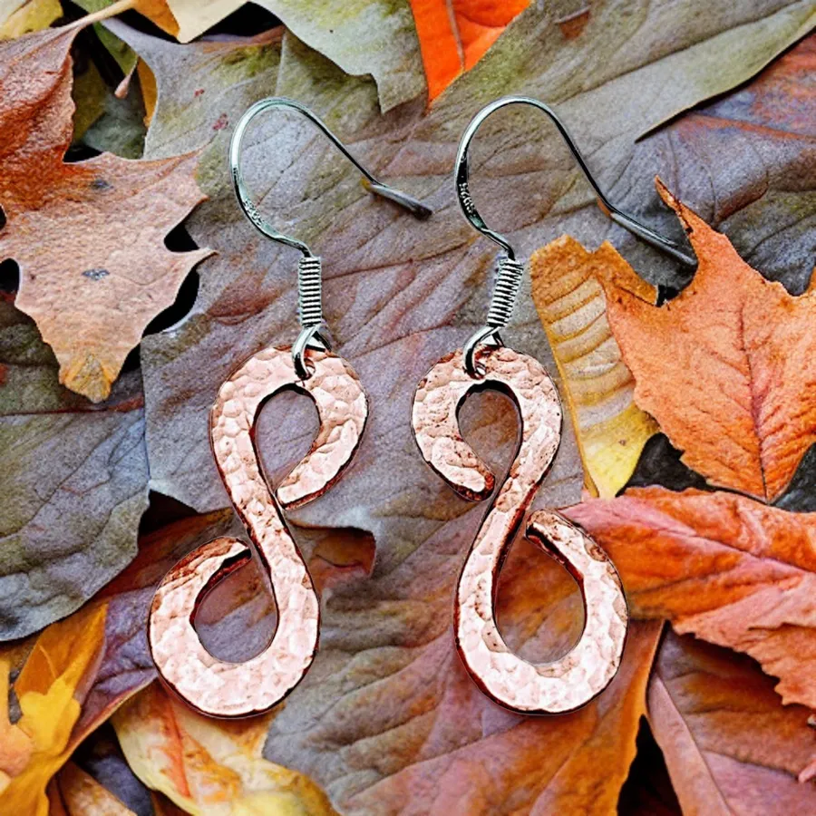Copper &  925 Sterling Silver, 1.4" Earrings- Raven Stone