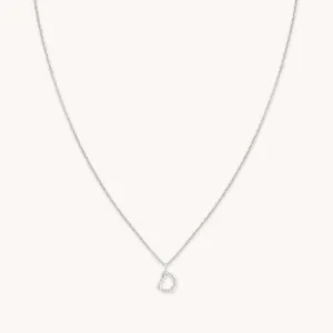 D Initial Pavé Pendant Necklace in Silver