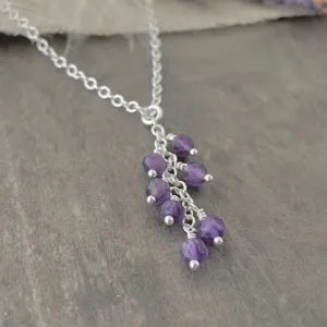 Dainty Amethyst Cascade Necklace, February Birthstone