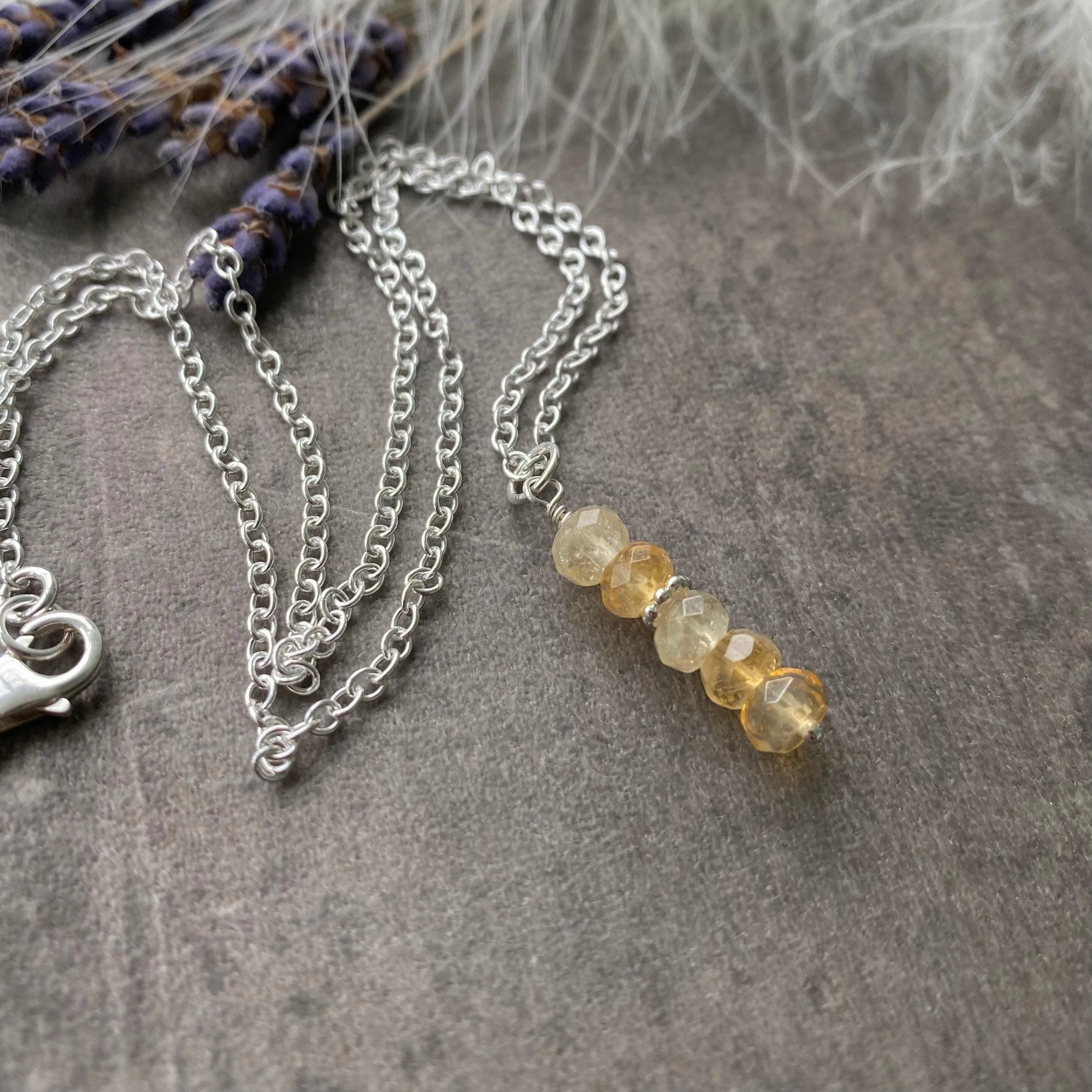 Dainty Citrine necklace, November birthstone