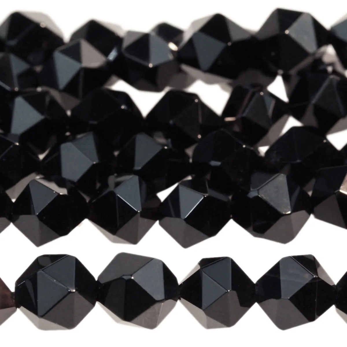 Dakota Stones Black Onyx 8mm Star Cut Round Bead Strand
