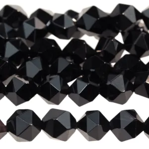 Dakota Stones Black Onyx 8mm Star Cut Round Bead Strand