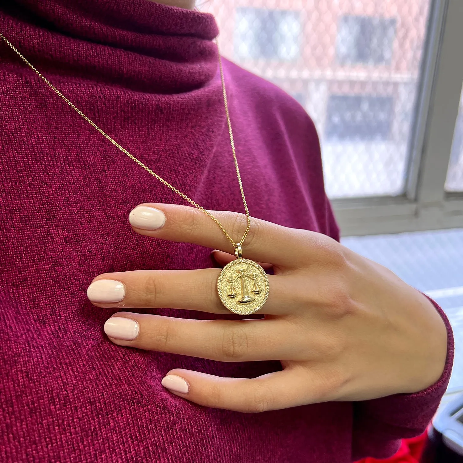 Diamond Zodiac Coin Medallion Charm