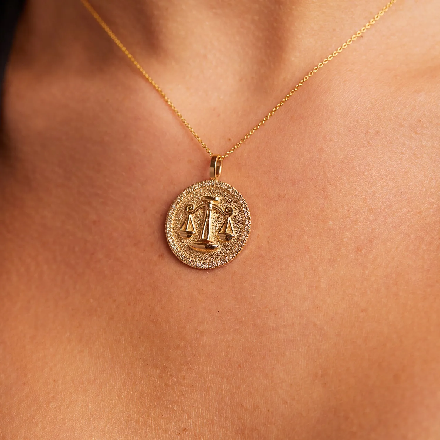 Diamond Zodiac Coin Medallion Charm