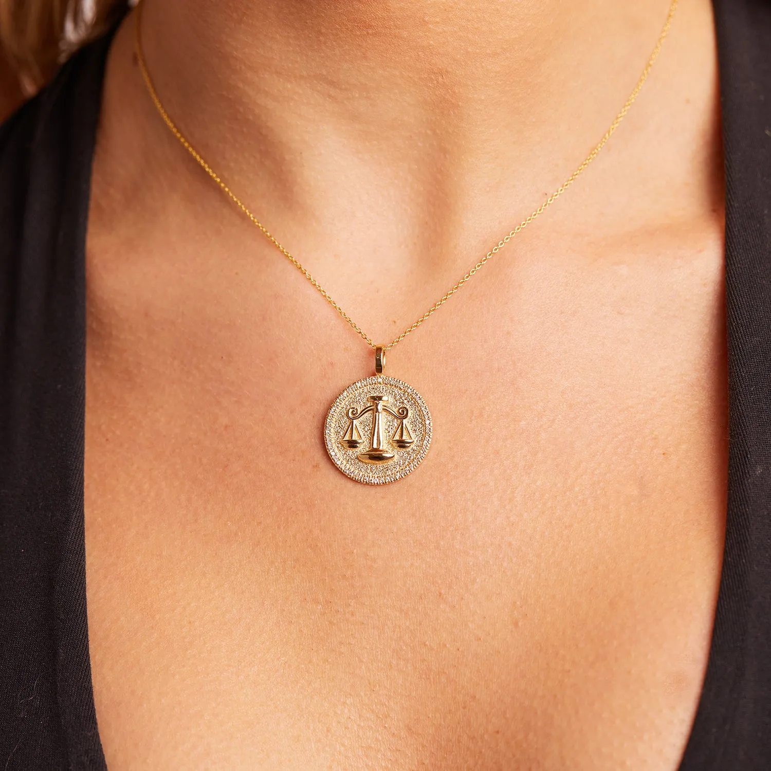 Diamond Zodiac Coin Medallion Charm