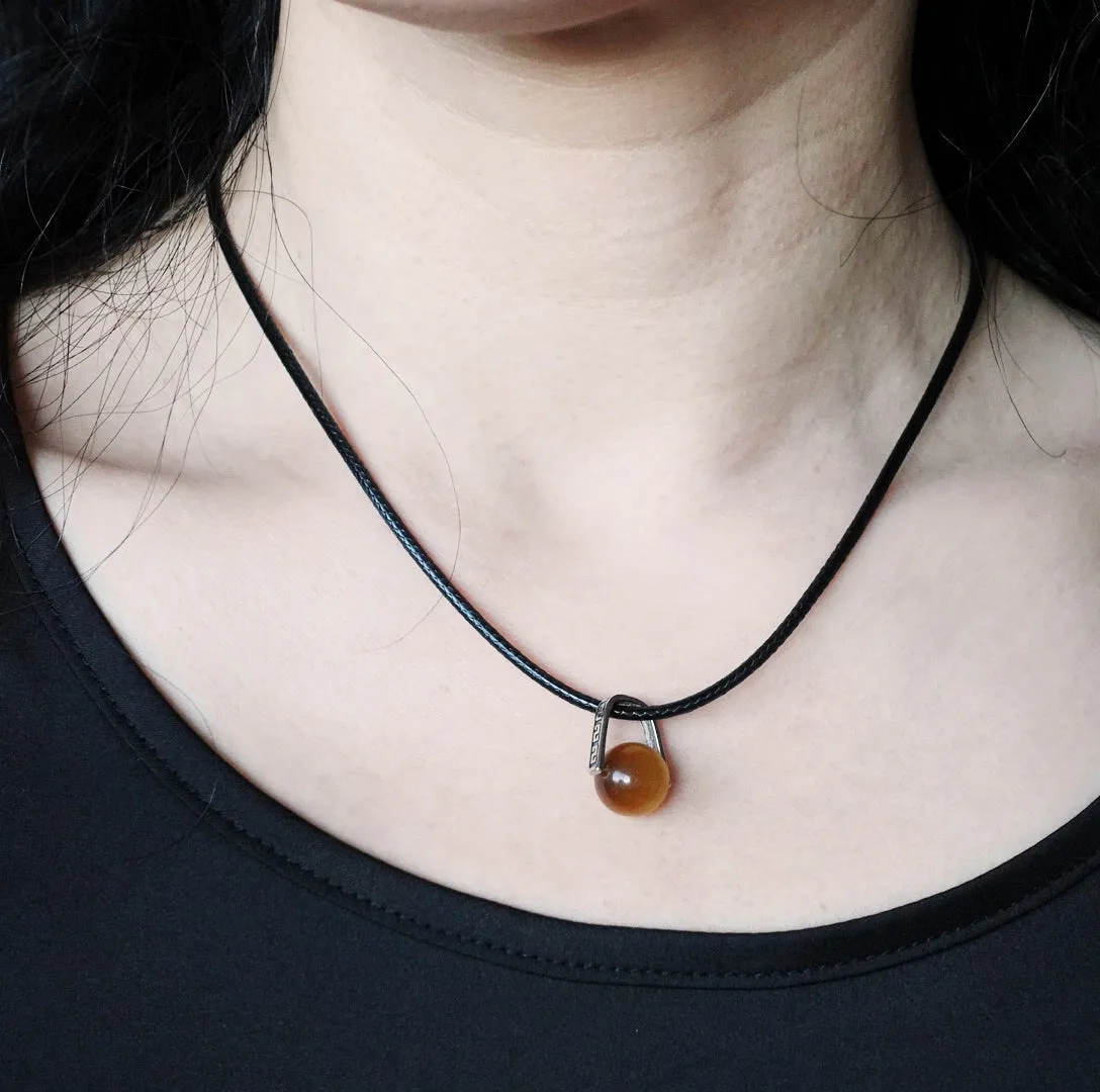 Earth Element Tiger Eye Leather Necklace