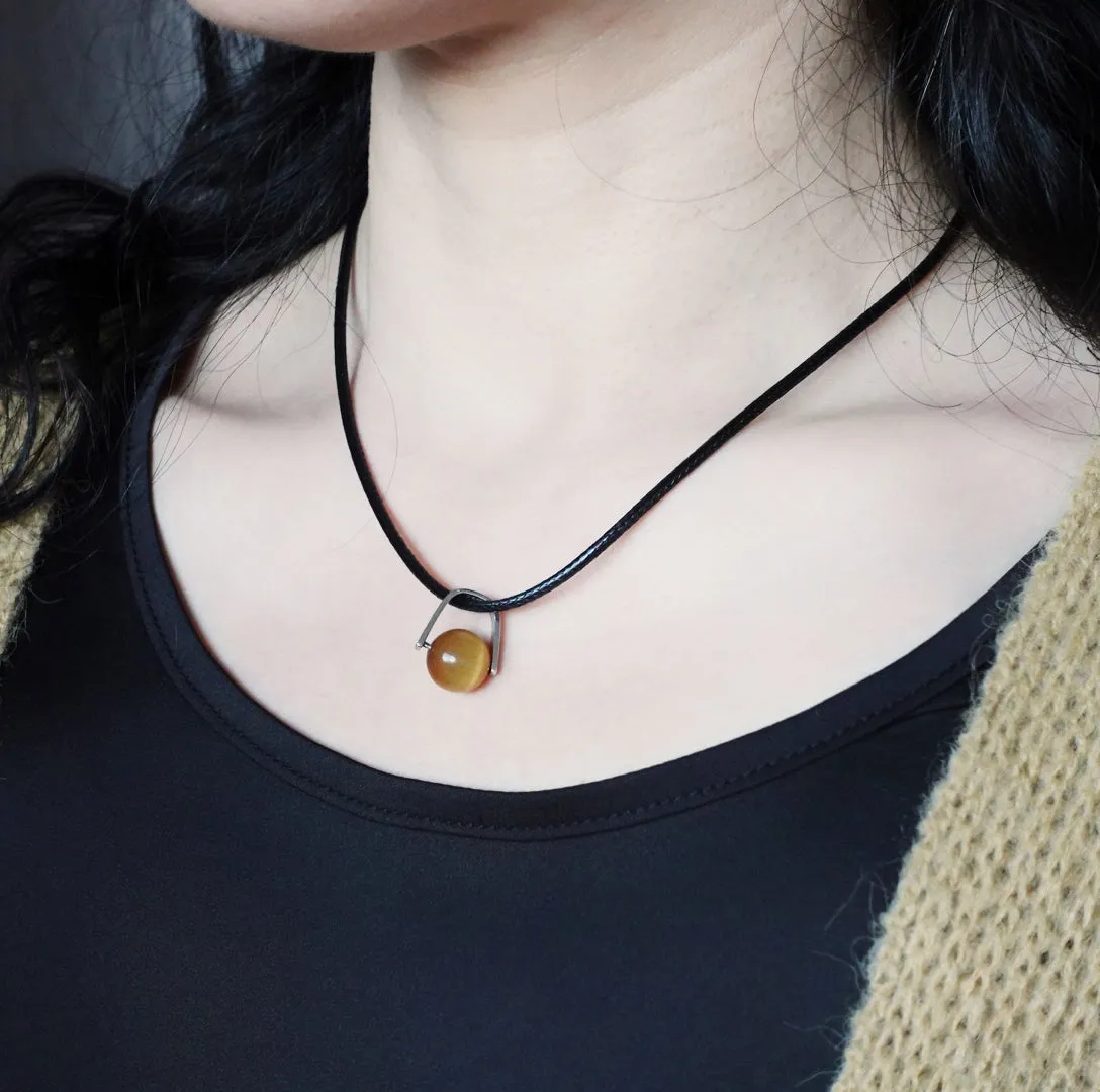 Earth Element Tiger Eye Leather Necklace