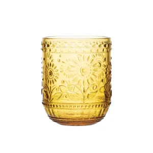 Embossed Drinking Glass, Amber