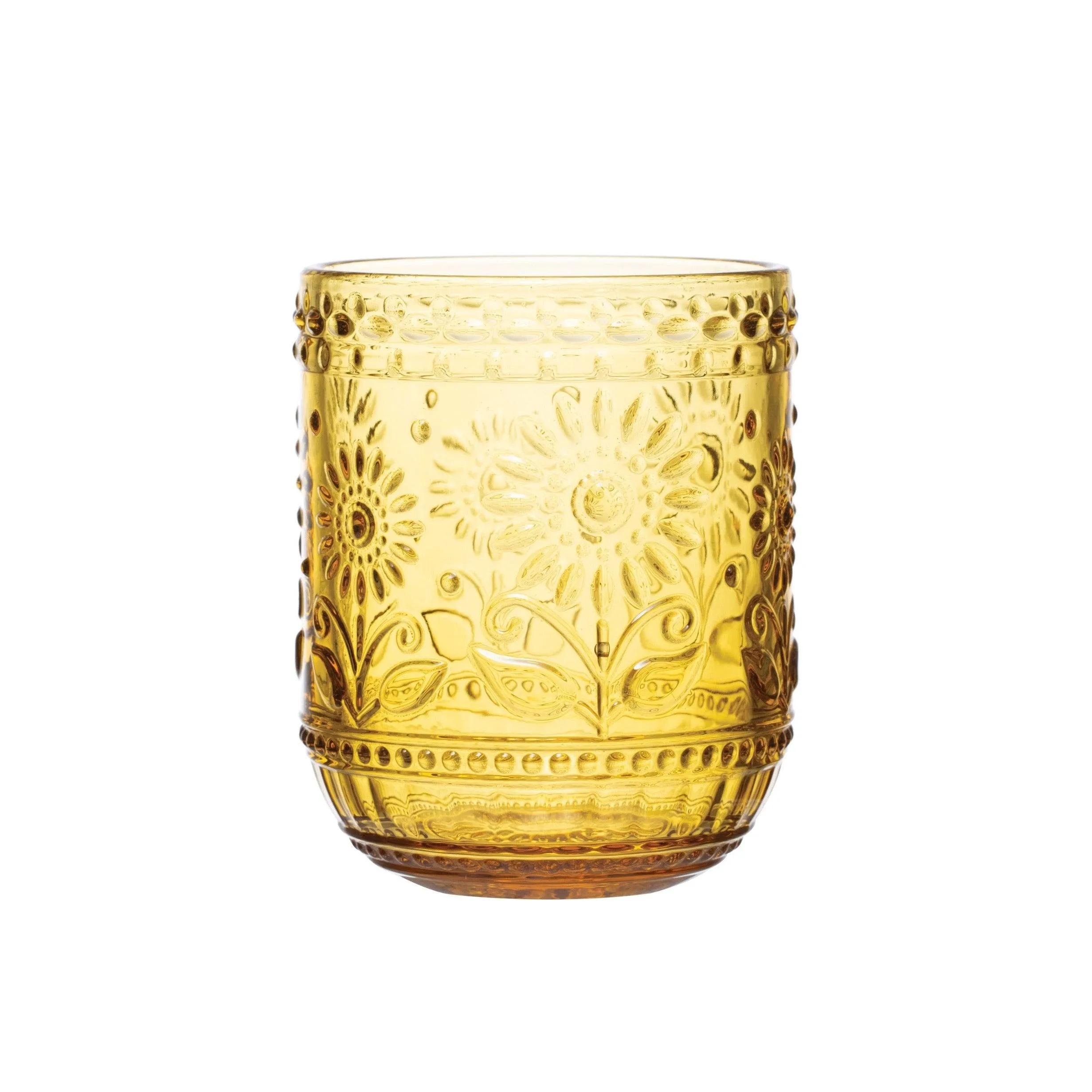 Embossed Drinking Glass, Amber