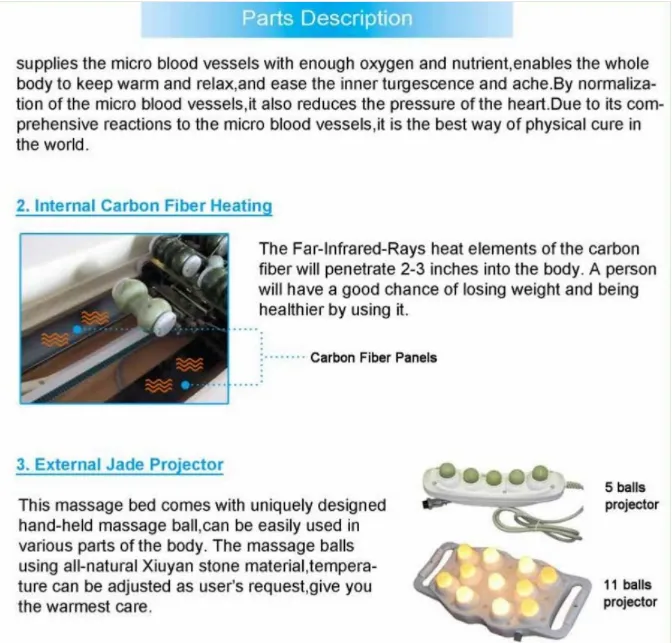 Far Infrared Full Body Jade Therapy Massage Bed / Spinal Traction Table 11 Rollers 2 Tappers BLUETOOTH