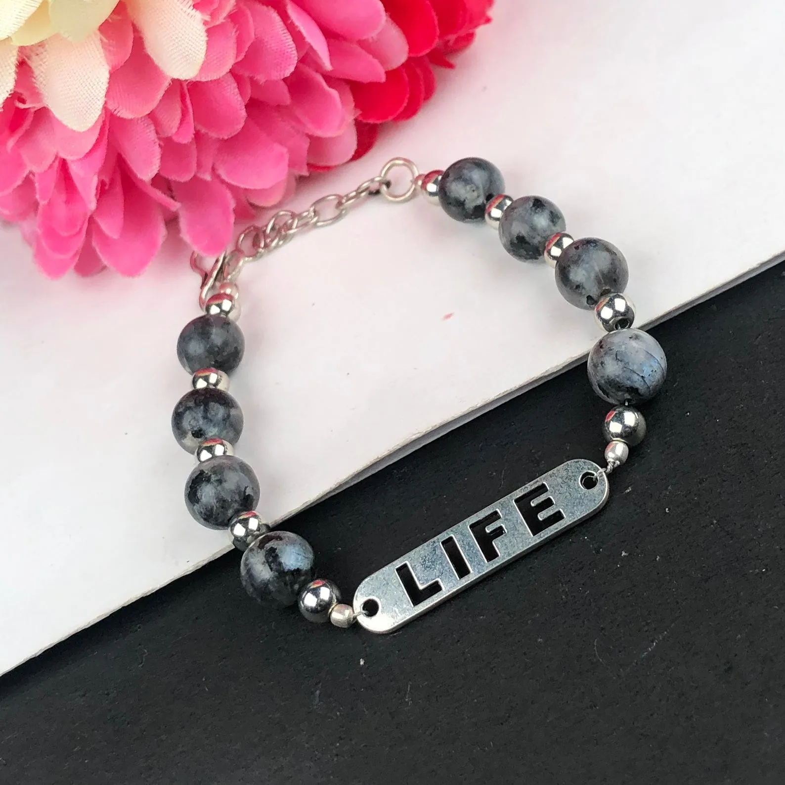 Fashionable Gray Jasper Bracelet Healing  Adjustable