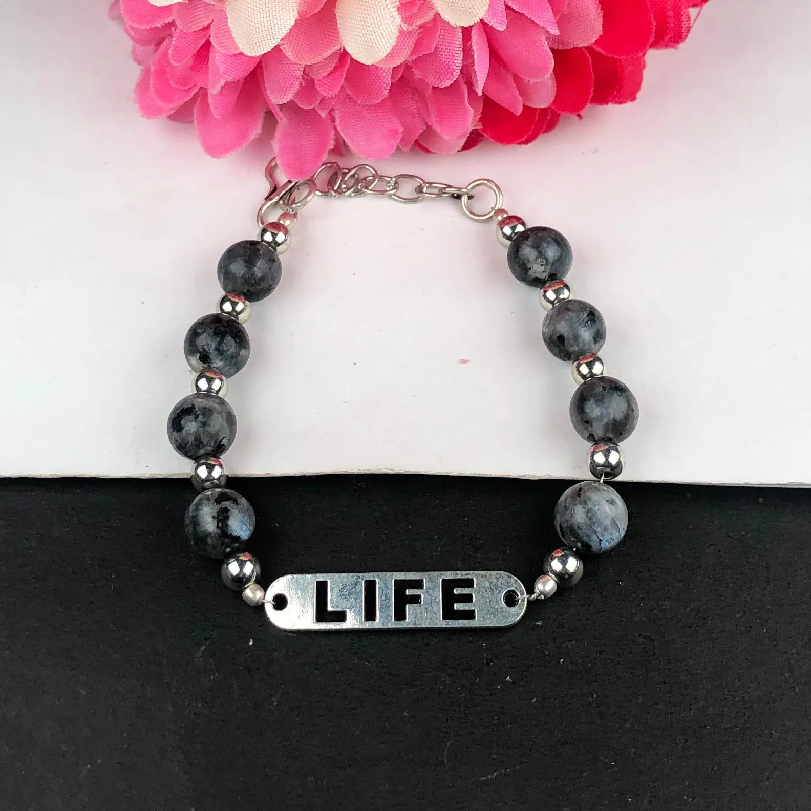 Fashionable Gray Jasper Bracelet Healing  Adjustable