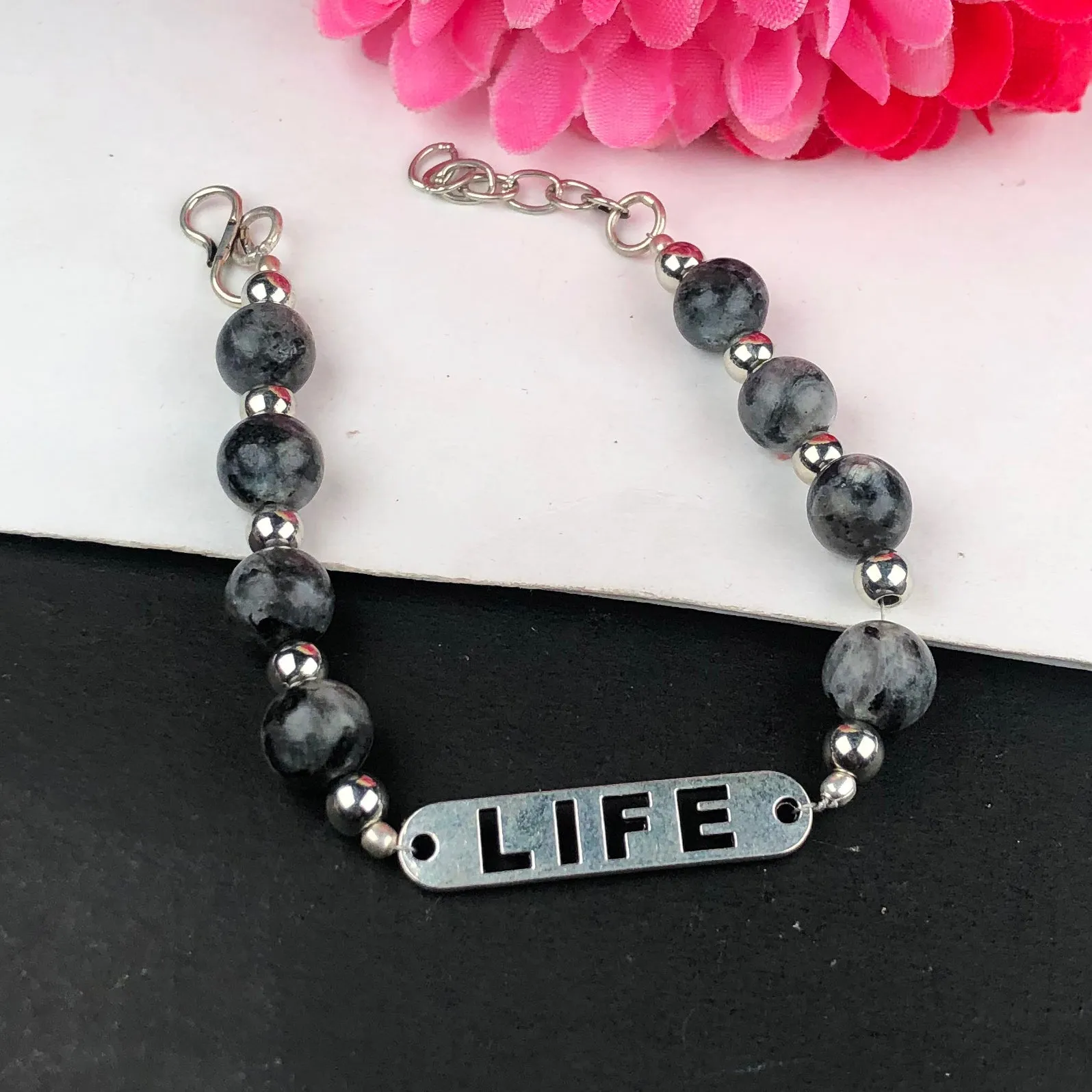 Fashionable Gray Jasper Bracelet Healing  Adjustable
