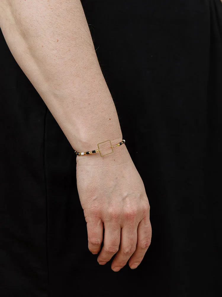 Foursided Beaded Bracelet - Gold