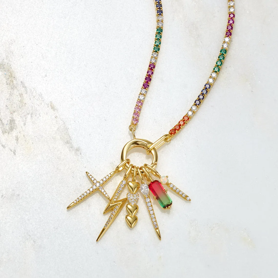 Gold Faceted Red Charm
