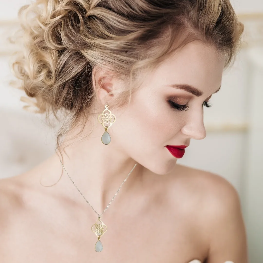Gold Moonstone Teardrop Earrings