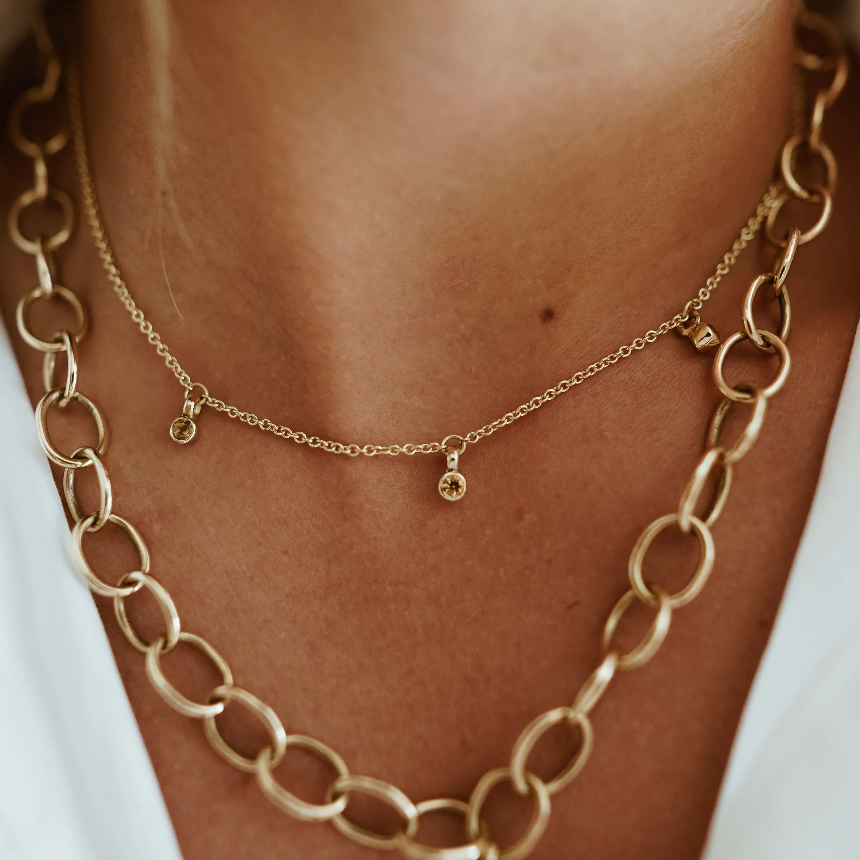 Gold Trio Citrine Necklace