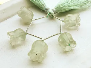 Green Amethyst Frosted Flower Carving Beads
