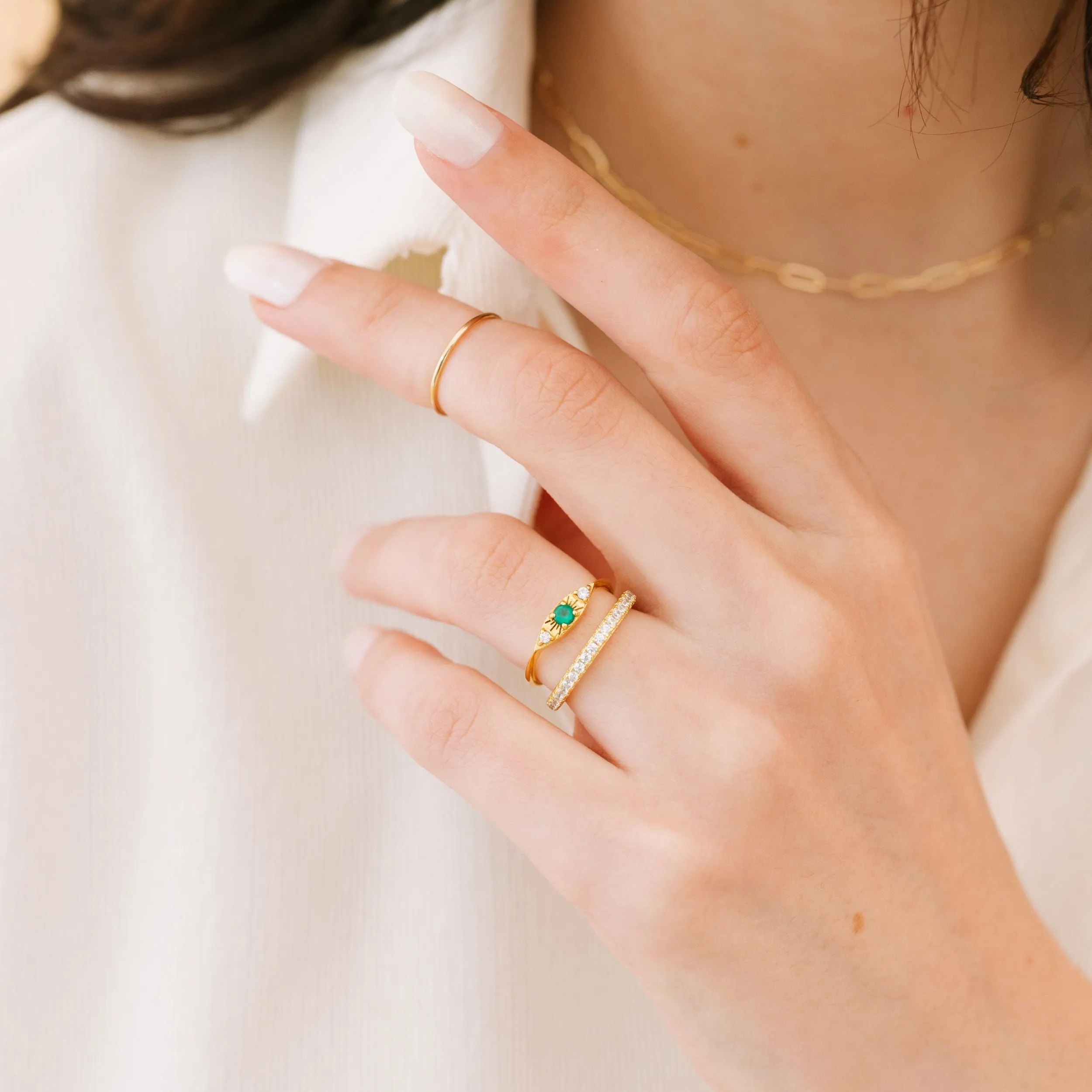 Green Onyx Evil Eye Ring