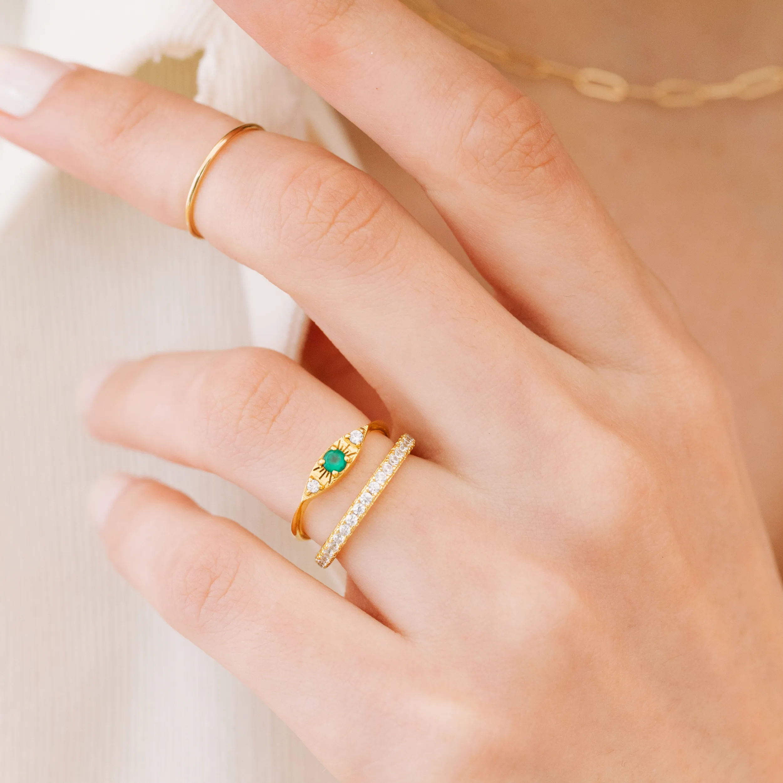 Green Onyx Evil Eye Ring
