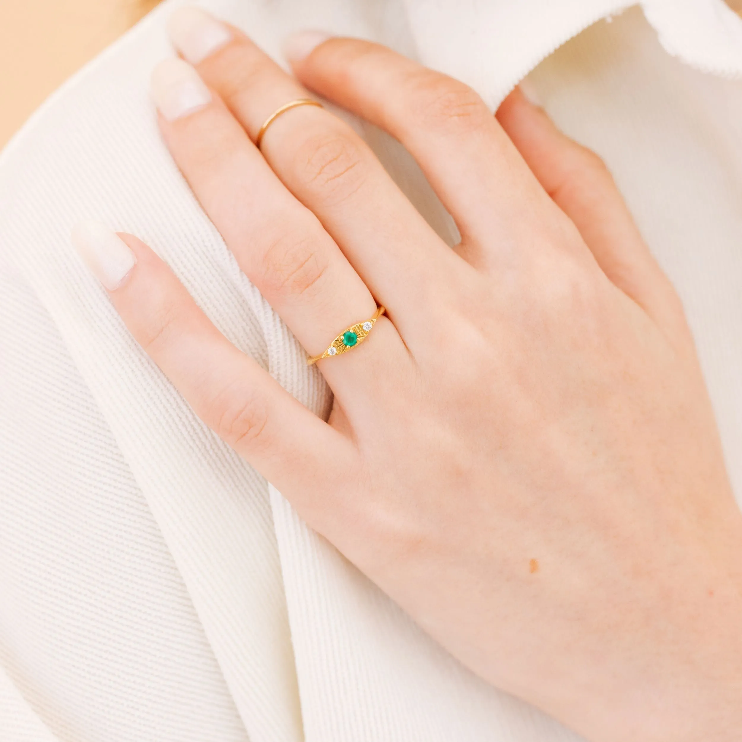 Green Onyx Evil Eye Ring
