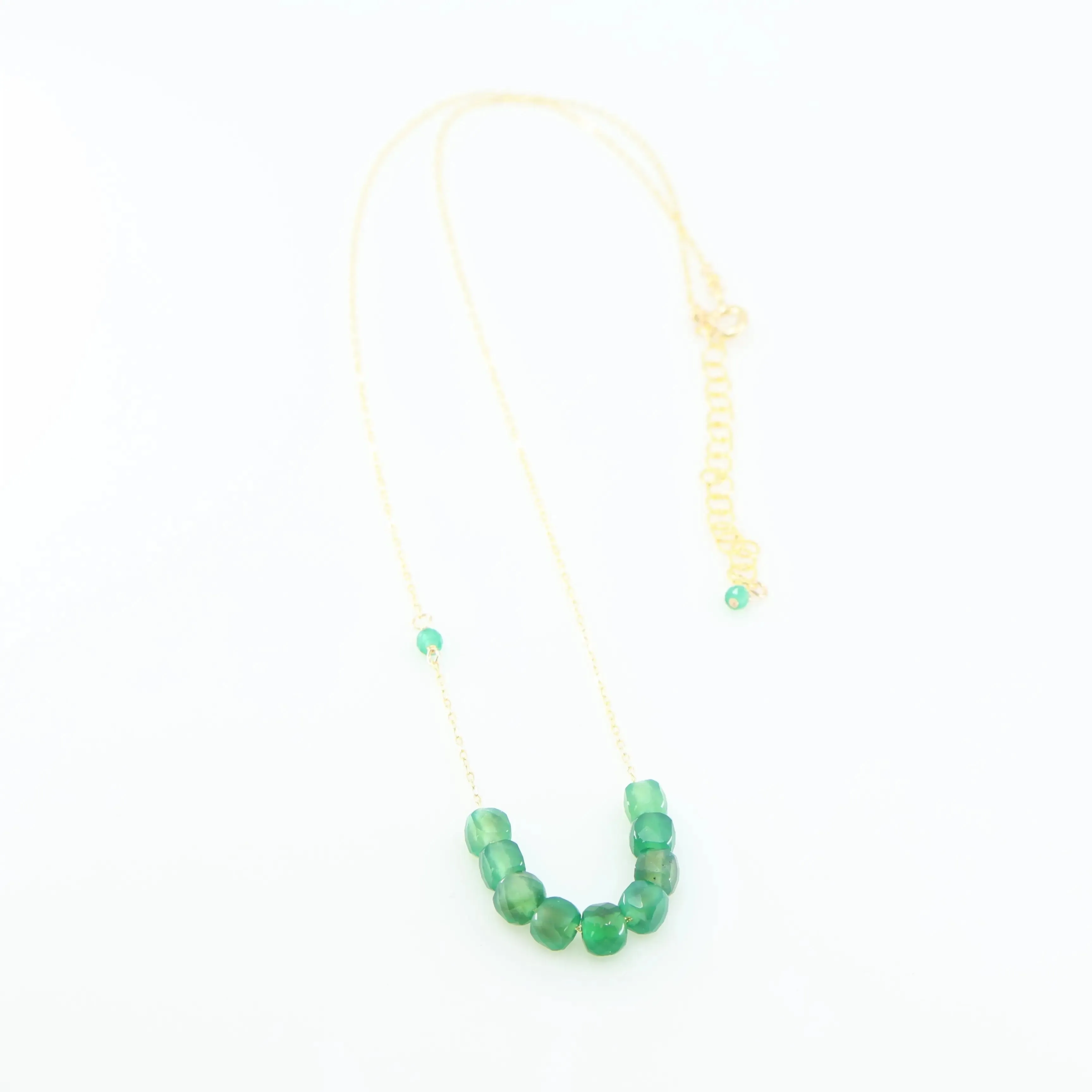 Green Onyx Faceted Cube Gemstone Necklace
