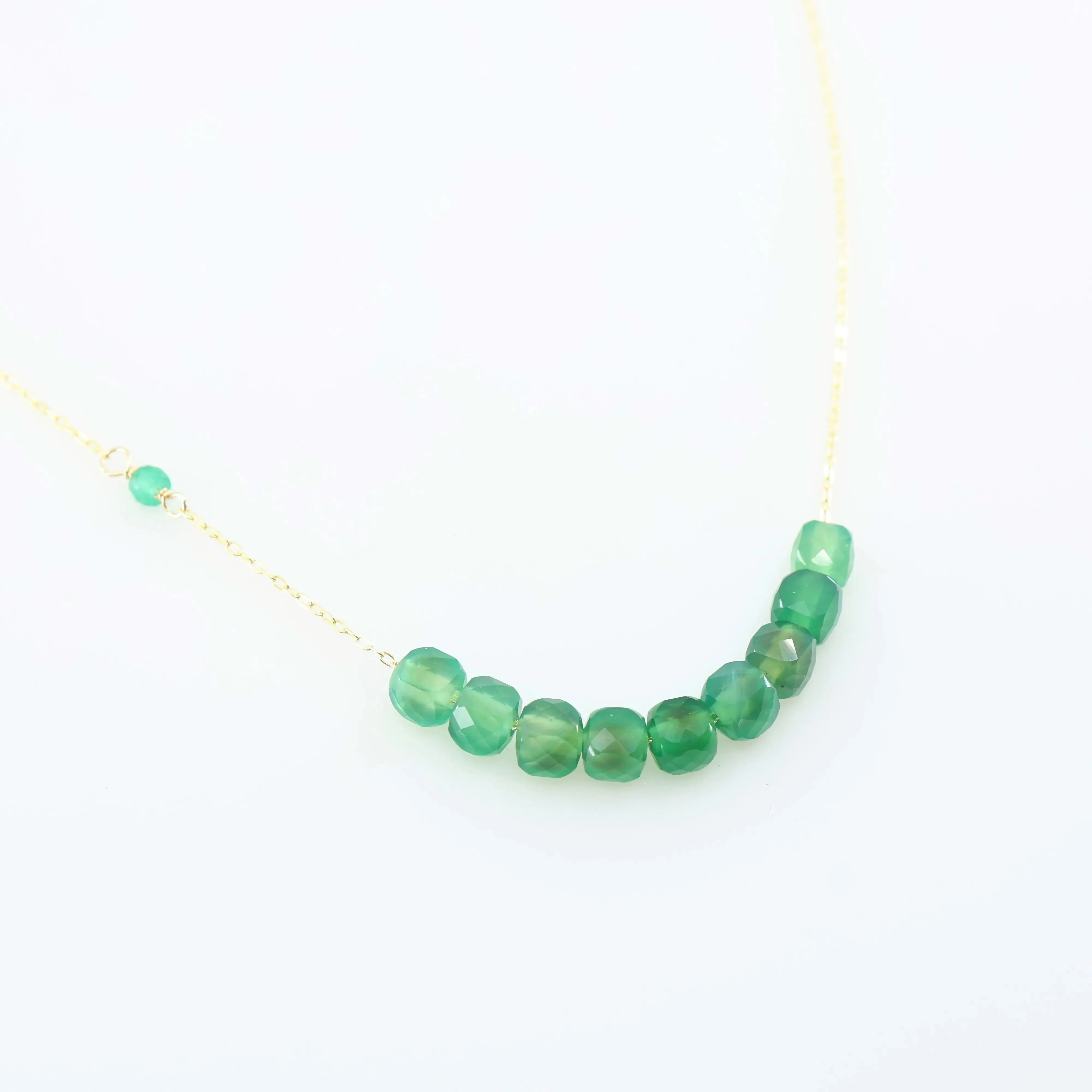 Green Onyx Faceted Cube Gemstone Necklace