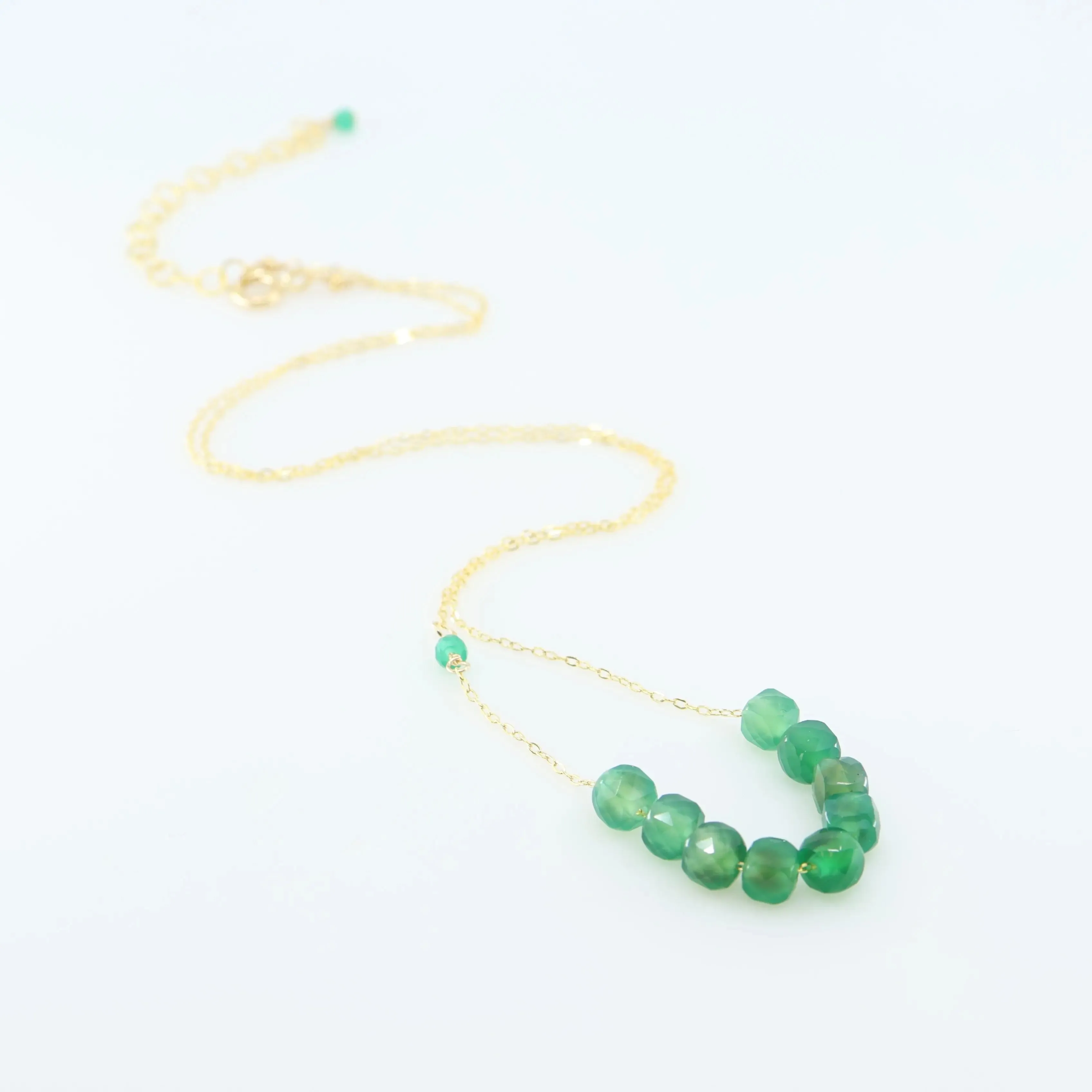 Green Onyx Faceted Cube Gemstone Necklace