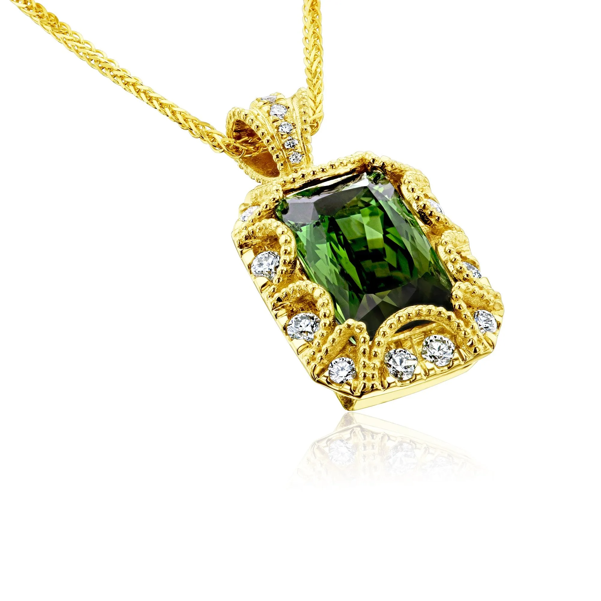 Green Tourmaline Royal Scallop Pendant