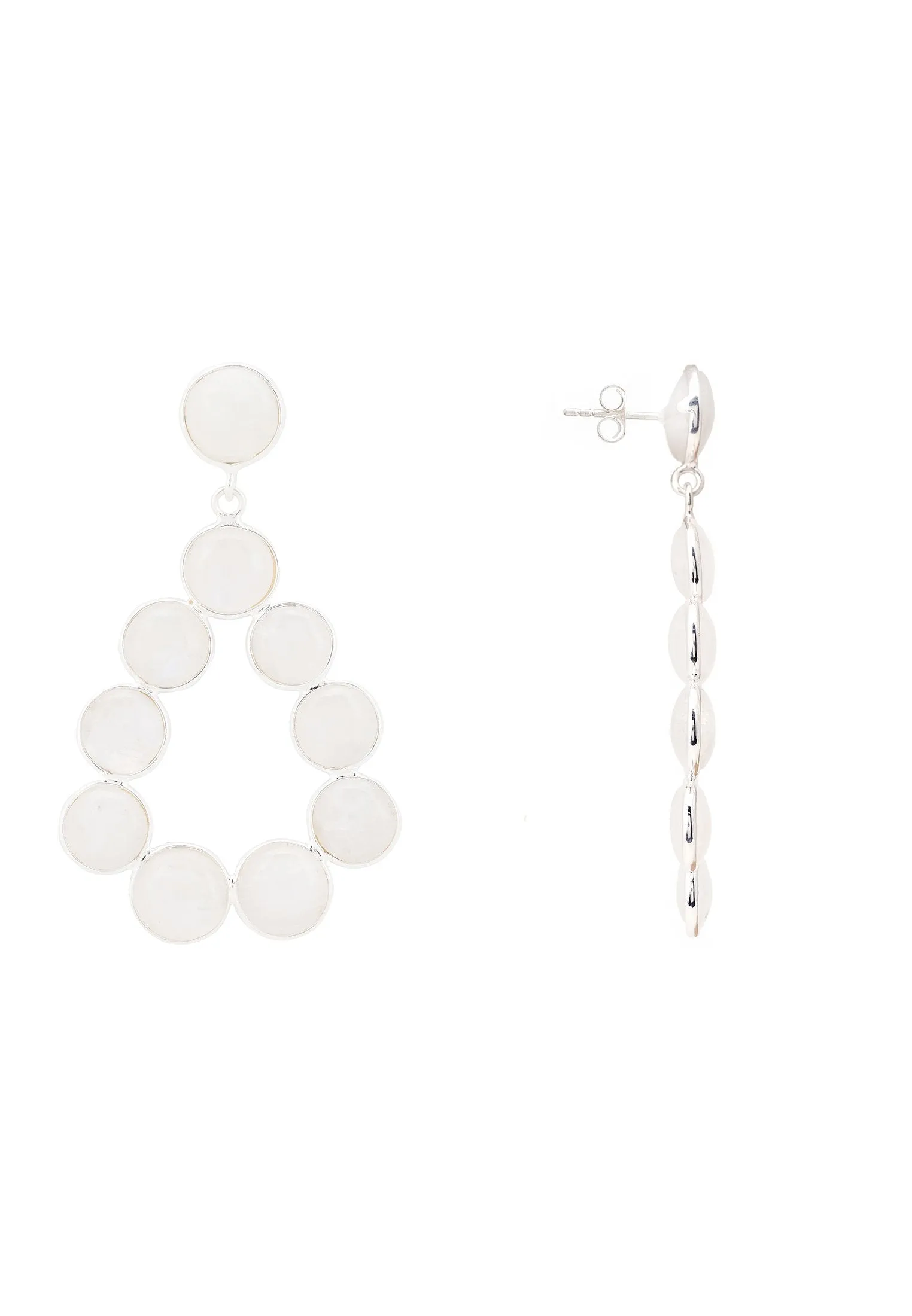 Hatun Gemstone Statement Earrings Silver Moonstone