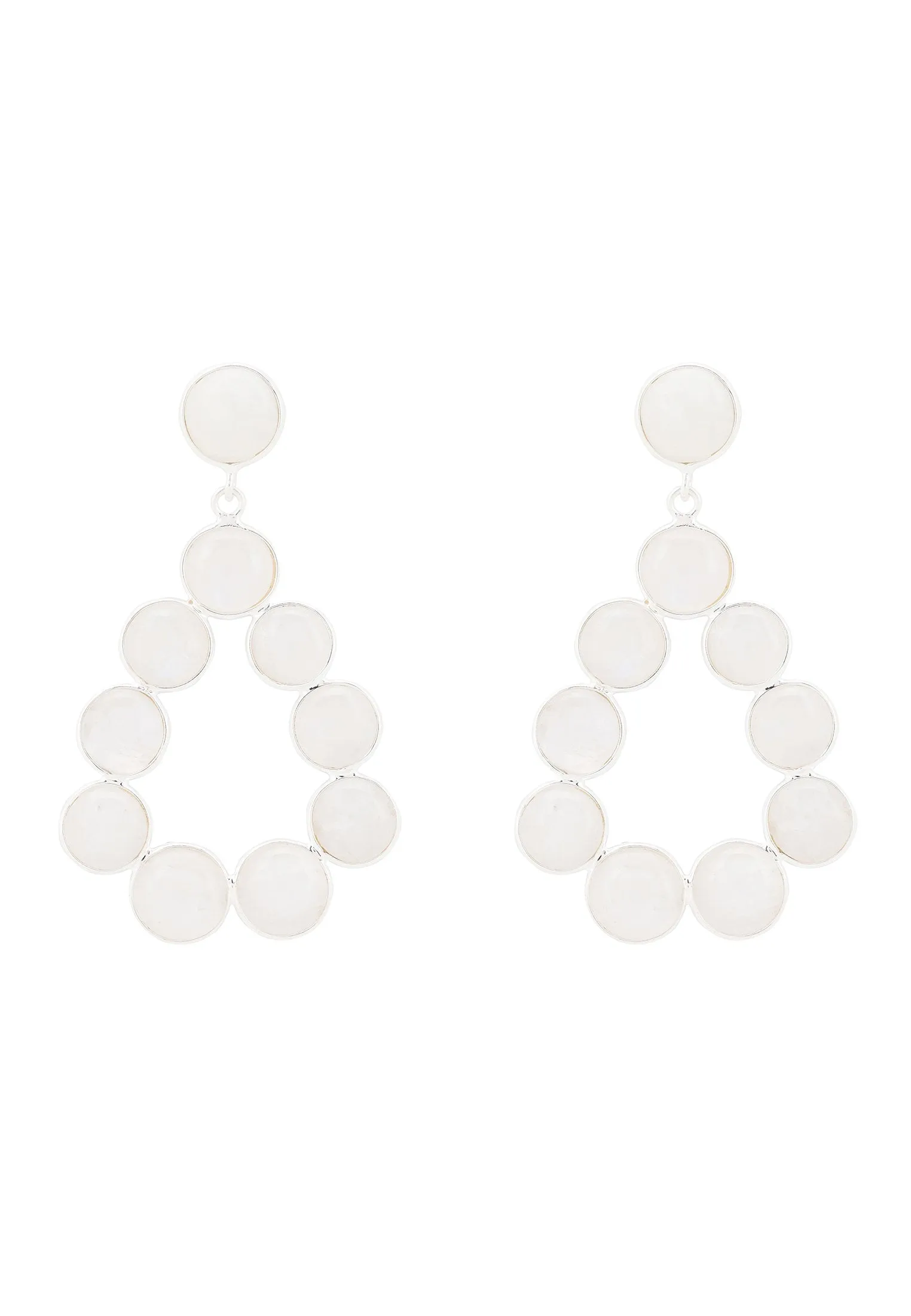 Hatun Gemstone Statement Earrings Silver Moonstone