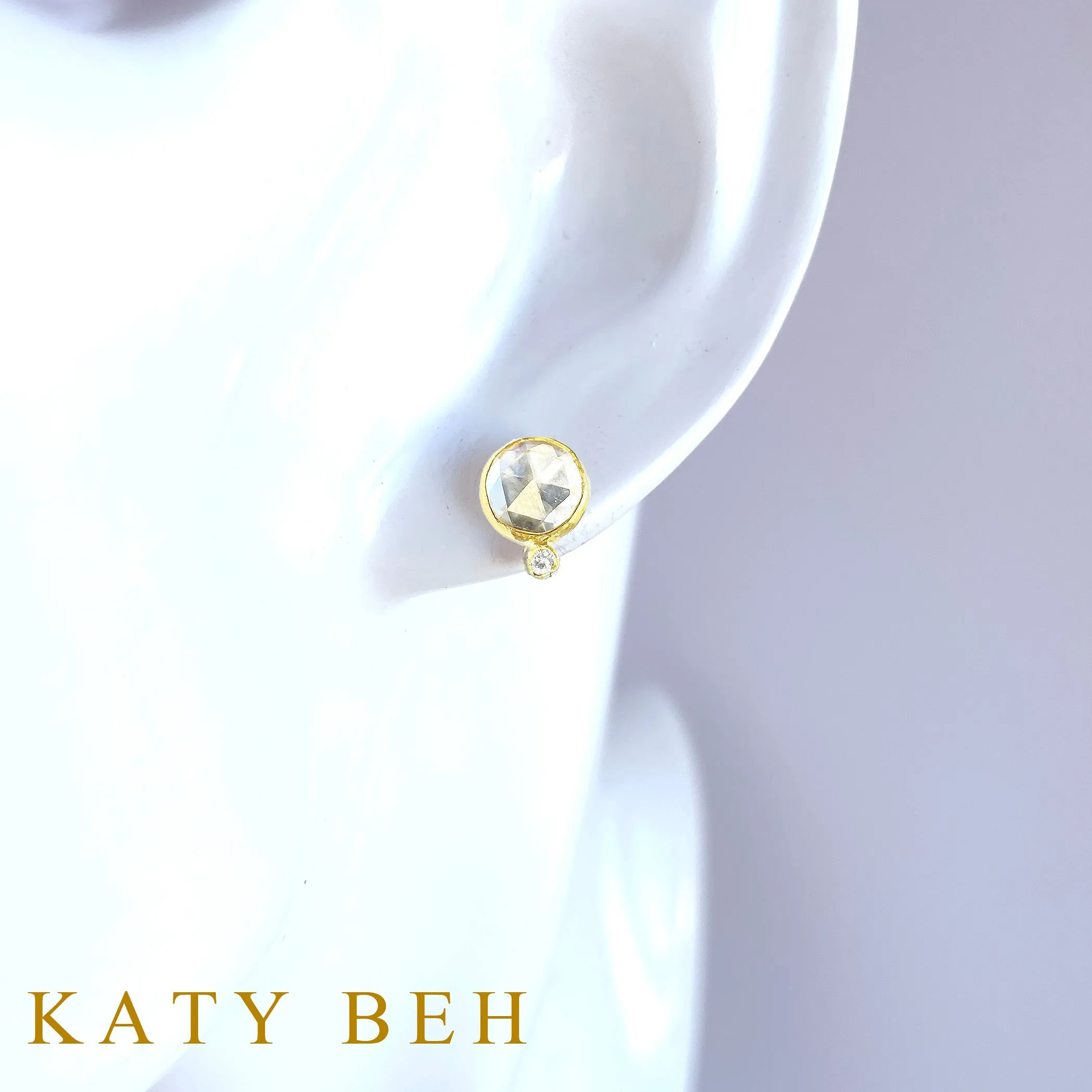 Janelle White Topaz and Diamond Stud Earrings